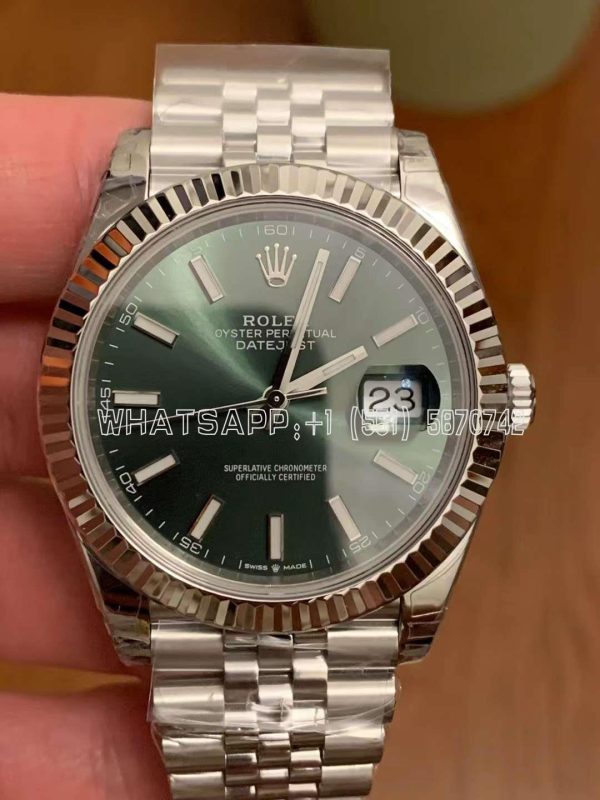 Rolex Datejust 41 Fluted Mint Green Index Dial Jubilee 126334 GMF