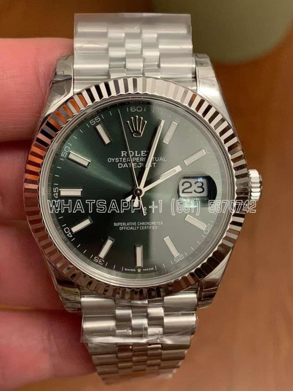 Rolex Datejust 41 Fluted Mint Green Index Dial Jubilee 126334 GMF