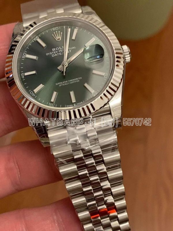 Rolex Datejust 41 Fluted Mint Green Index Dial Jubilee 126334 GMF