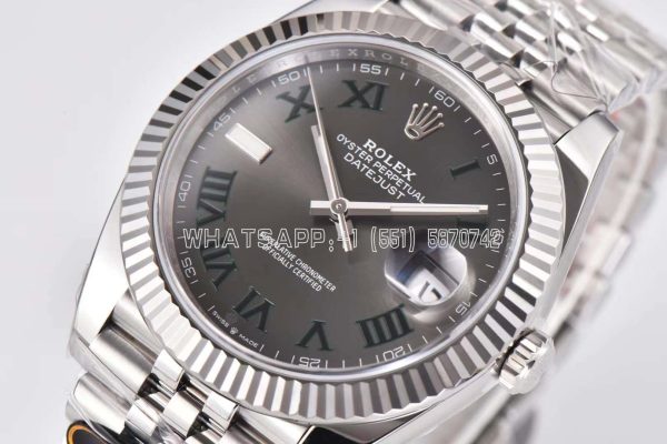 Rolex Datejust 41 SS 904L Anthracite Dial Roman Marker Swiss 3235 Clean Factory