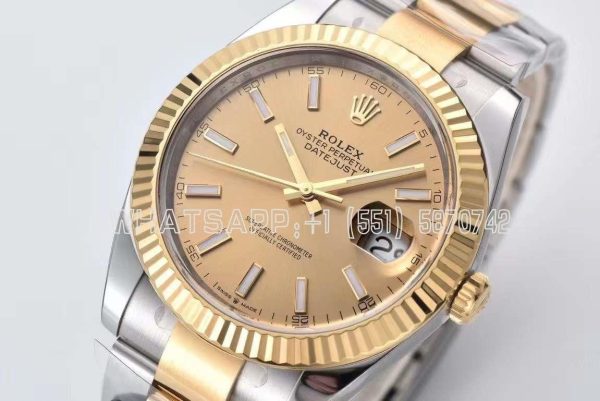 Rolex Datejust 41mm 126333-0009 Champagne Stick Dial Oyster Bracelet Clean Factory