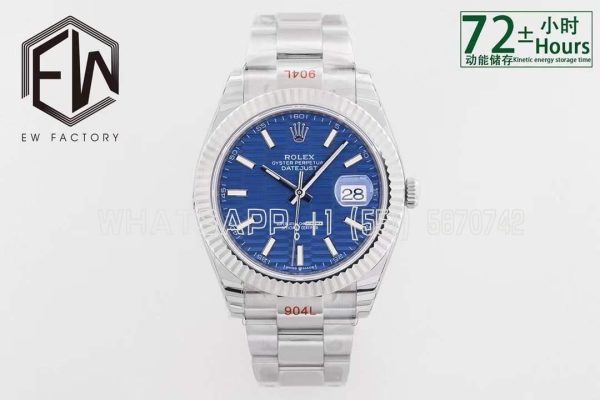 Rolex Datejust 41mm 126334-0032 Steel Fluted Fluted-Motif Oyster Blue Dial EWF