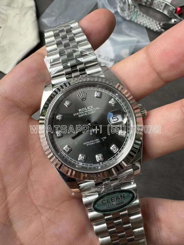 Rolex Datejust 41mm 126334 904L Steel Anthracite Diamond Dial Jubilee Bracelet Clean Factory