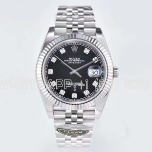 Rolex Datejust 41mm 126334 904L Steel Black Diamond Dial Jubilee Bracelet Clean Factory