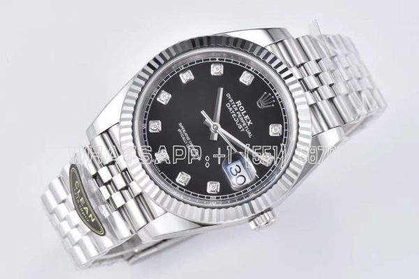 Rolex Datejust 41mm 126334 904L Steel Black Diamond Dial Jubilee Bracelet Clean Factory