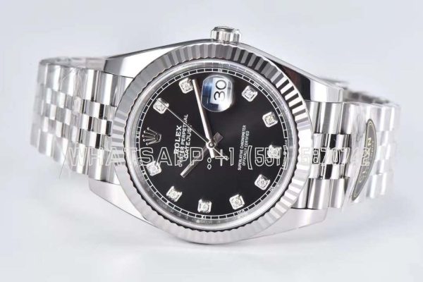 Rolex Datejust 41mm 126334 904L Steel Black Diamond Dial Jubilee Bracelet Clean Factory