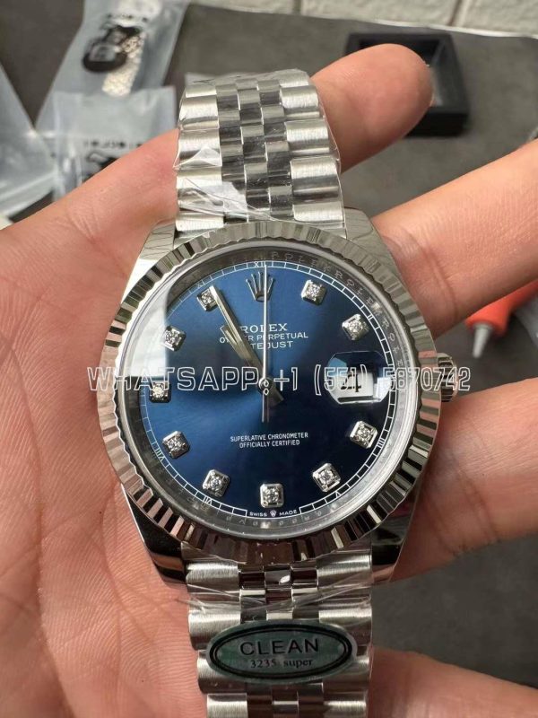 Rolex Datejust 41mm 126334 904L Steel Blue Diamond Dial Jubilee Bracelet Clean Factory