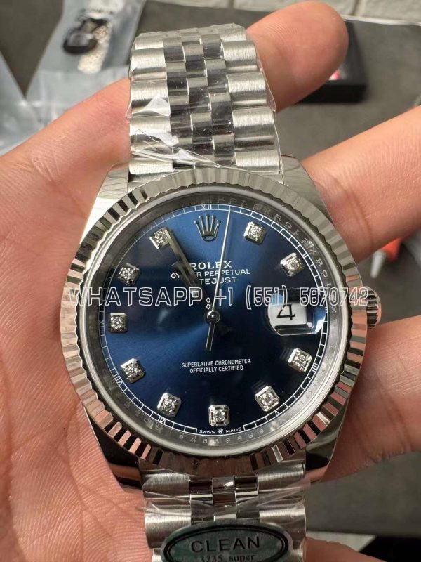 Rolex Datejust 41mm 126334 904L Steel Blue Diamond Dial Jubilee Bracelet Clean Factory