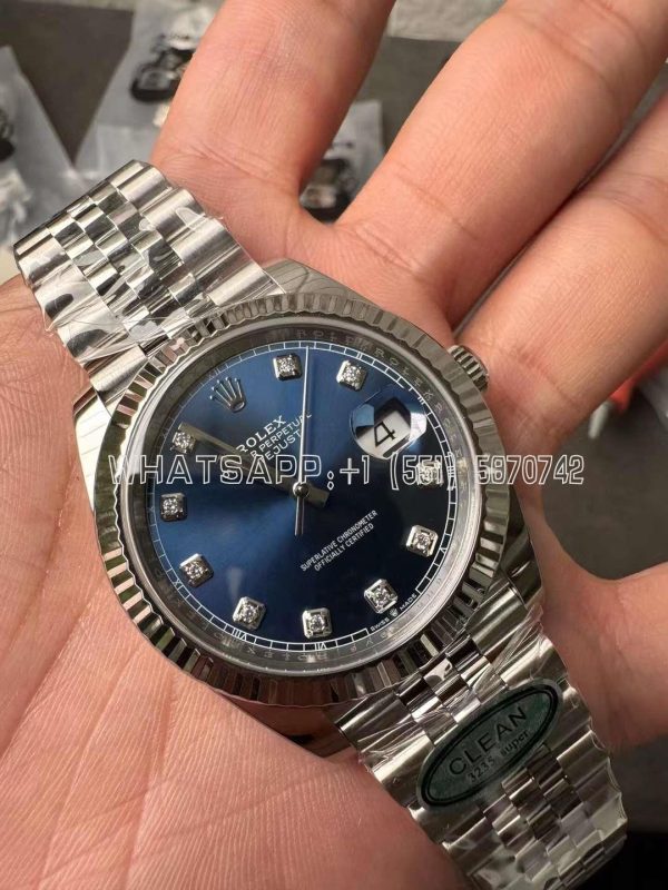 Rolex Datejust 41mm 126334 904L Steel Blue Diamond Dial Jubilee Bracelet Clean Factory