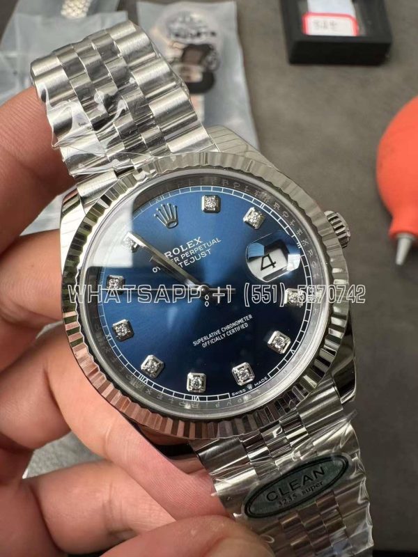 Rolex Datejust 41mm 126334 904L Steel Blue Diamond Dial Jubilee Bracelet Clean Factory