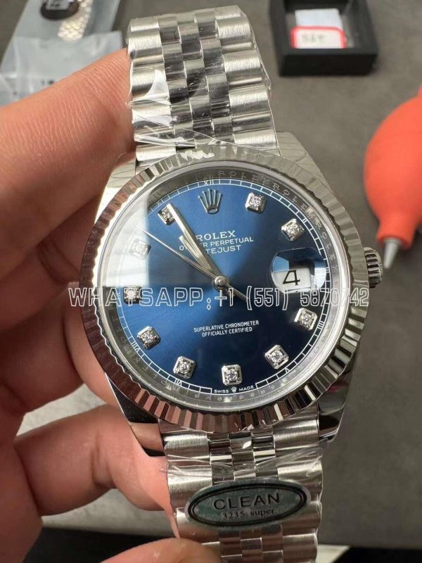 Rolex Datejust 41mm 126334 904L Steel Blue Diamond Dial Jubilee Bracelet Clean Factory