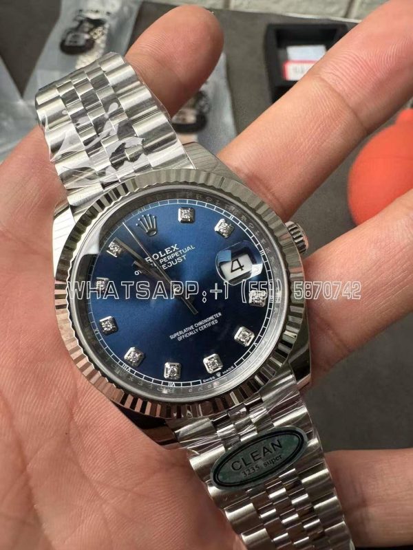 Rolex Datejust 41mm 126334 904L Steel Blue Diamond Dial Jubilee Bracelet Clean Factory