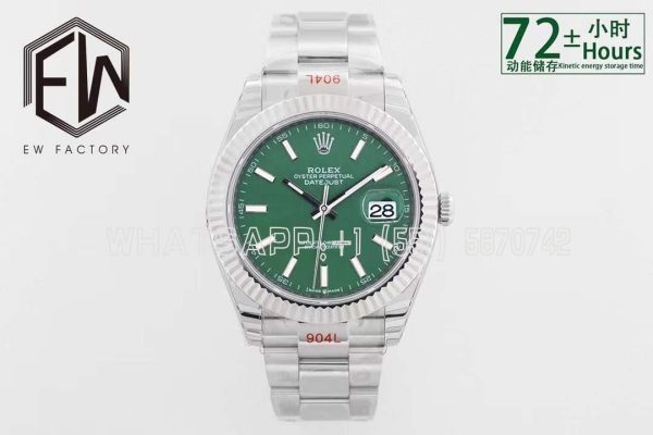 Rolex Datejust 41mm 126334 Steel Fluted Fluted-Motif Oyster Green Dial EWF