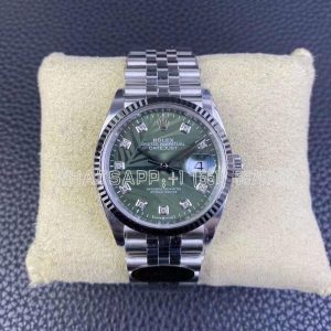 Rolex Datejust Stainless Steel 36mm Green Palm Motif Diamond Dot Dial Clean Factory