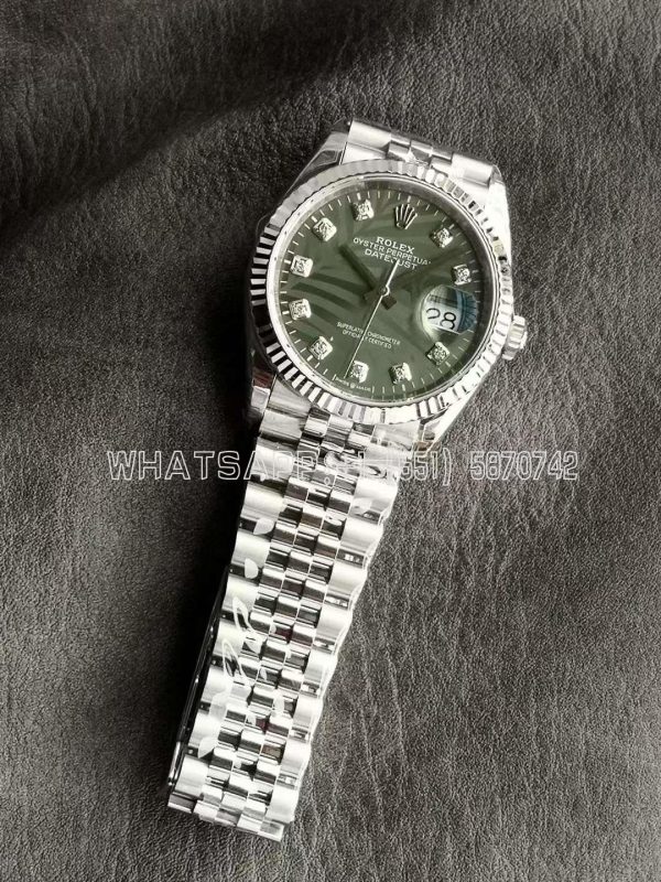 Rolex Datejust Stainless Steel 36mm Green Palm Motif Diamond Dot Dial VS Factory