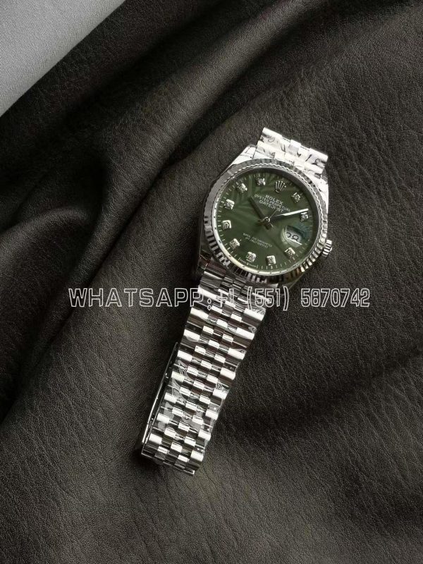 Rolex Datejust Stainless Steel 36mm Green Palm Motif Diamond Dot Dial VS Factory