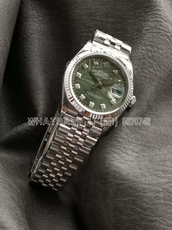 Rolex Datejust Stainless Steel 36mm Green Palm Motif Diamond Dot Dial VS Factory