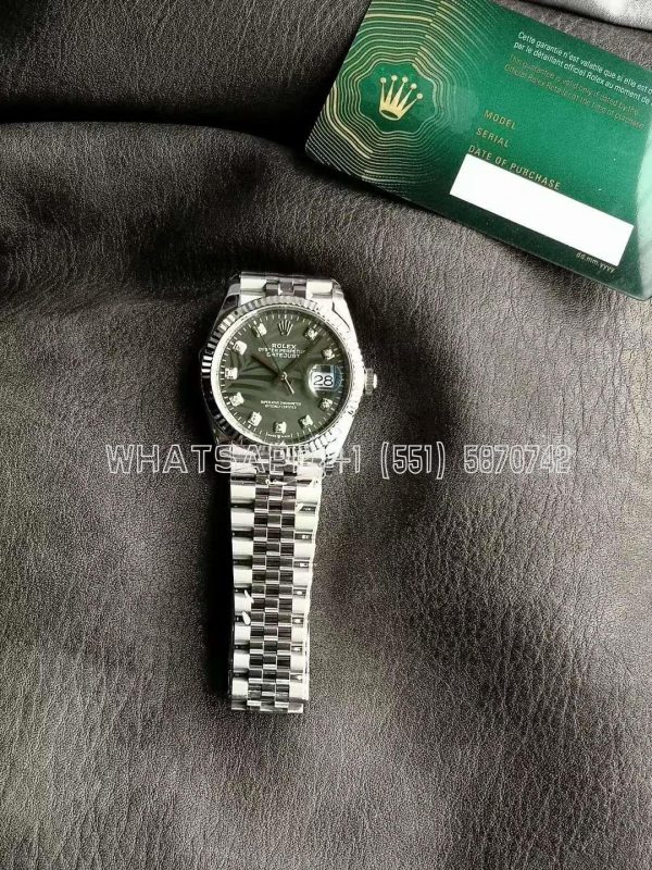 Rolex Datejust Stainless Steel 36mm Green Palm Motif Diamond Dot Dial VS Factory