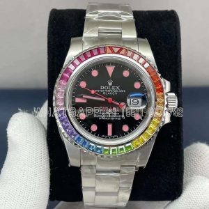 Rolex Submariner 40mm 904L Rainbow Bezel Black Dial Custom Submariner