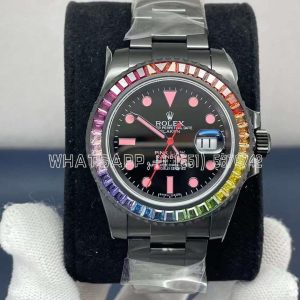 Rolex Submariner 40mm Rainbow Bezel PVD Coating Black Dial Custom Submariner