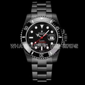 Rolex Submariner Blaken Single Red Black PVD Case & Bracelet Black Dial Black Ceramic Bezel A2836