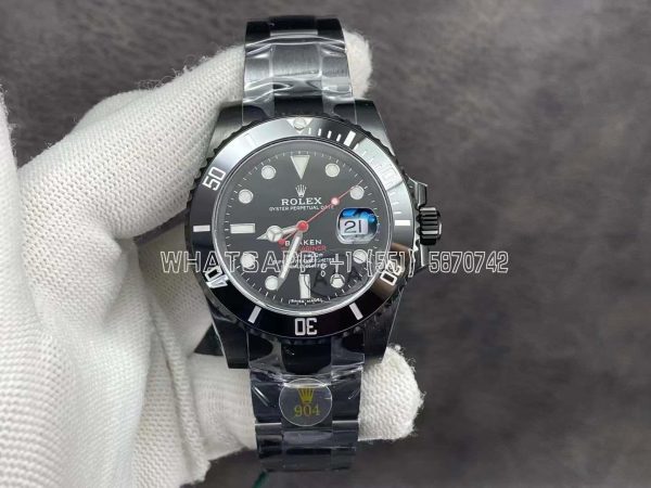 Rolex Submariner Blaken Single Red Black PVD Case & Bracelet Black Dial Black Ceramic Bezel A2836 V6 Factory