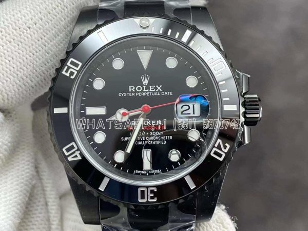 Rolex Submariner Blaken Single Red Black PVD Case & Bracelet Black Dial Black Ceramic Bezel A2836 V6 Factory