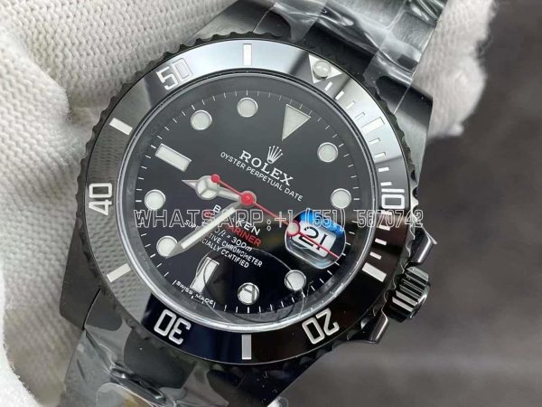 Rolex Submariner Blaken Single Red Black PVD Case & Bracelet Black Dial Black Ceramic Bezel A2836 V6 Factory