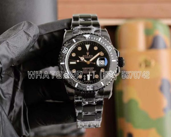 Rolex Submariner Carbon Fiber Bezel Black Dial PVD Coated Custom Submariner