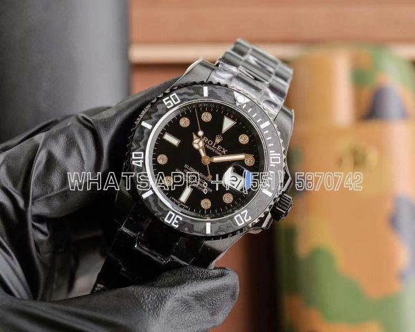 Rolex Submariner Carbon Fiber Bezel Black Dial PVD Coated Custom Submariner