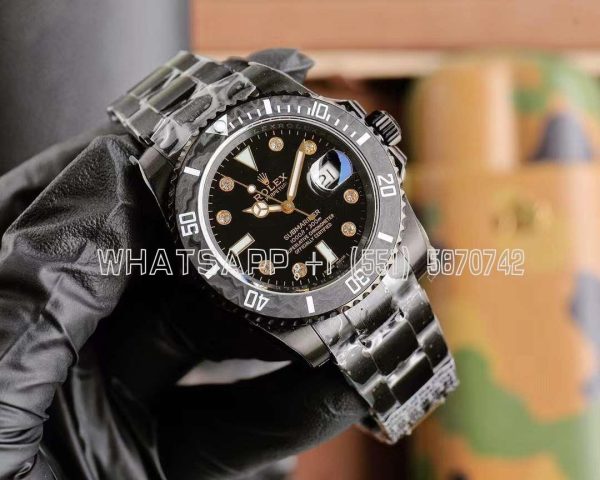 Rolex Submariner Carbon Fiber Bezel Black Dial PVD Coated Custom Submariner