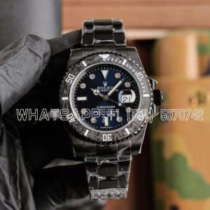 Rolex Submariner Carbon Fiber Bezel Blue Dial PVD Coated Custom Submariner