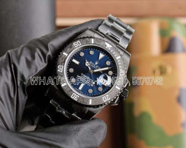 Rolex Submariner Carbon Fiber Bezel Blue Dial PVD Coated Custom Submariner