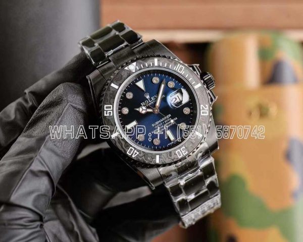 Rolex Submariner Carbon Fiber Bezel Blue Dial PVD Coated Custom Submariner