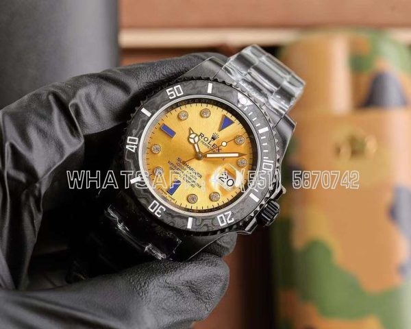 Rolex Submariner Carbon Fiber Bezel Champagne Dial PVD Coated Custom Submariner