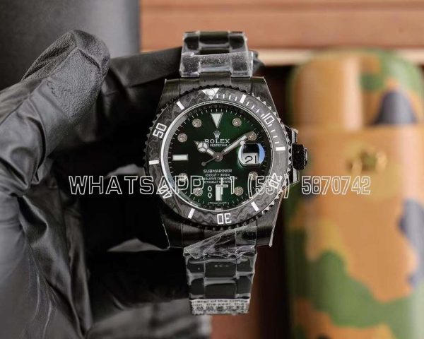 Rolex Submariner Carbon Fiber Bezel Green Dial PVD Coated Custom Submariner