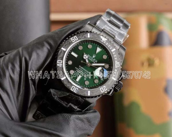 Rolex Submariner Carbon Fiber Bezel Green Dial PVD Coated Custom Submariner