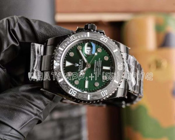 Rolex Submariner Carbon Fiber Bezel Green Dial PVD Coated Custom Submariner