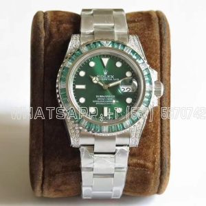 Rolex Submariner Date 116610 LV Noob Factory SS 904L & Diamond Green Dial Swiss 3135