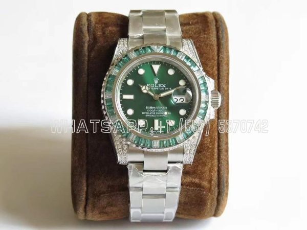 Rolex Submariner Date 116610 LV Noob Factory SS 904L & Diamond Green Dial Swiss 3135