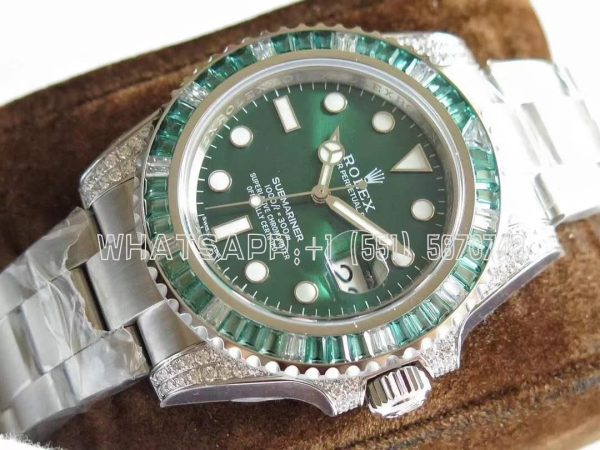 Rolex Submariner Date 116610 LV Noob Factory SS 904L & Diamond Green Dial Swiss 3135