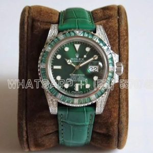 Rolex Submariner Date 116610 LV Noob Factory SS 904L & Diamonds Green Dial Swiss 3135