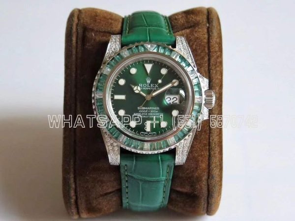 Rolex Submariner Date 116610 LV Noob Factory SS 904L & Diamonds Green Dial Swiss 3135