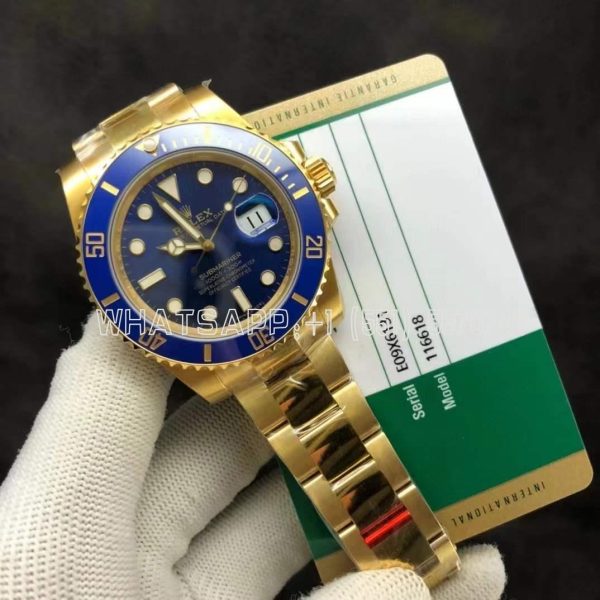 Rolex Submariner Date 116618LB 40mm Full Yellow Gold Blue Dial VS Factory