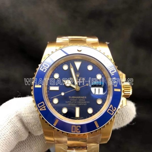 Rolex Submariner Date 116618LB 40mm Full Yellow Gold Blue Dial VS Factory