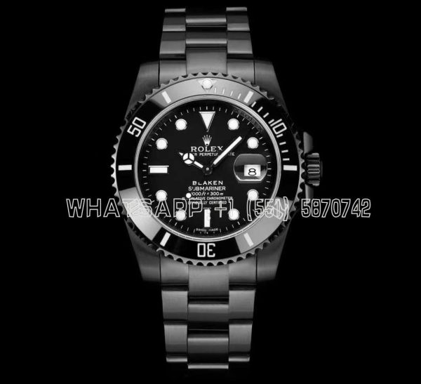 Rolex Submariner Full Black DLC Plated 316L Soild Steel Case & Bracelet Black Dial Black Ceramic Bezel A2836