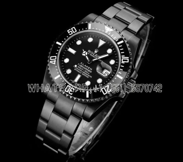 Rolex Submariner Full Black DLC Plated 316L Soild Steel Case & Bracelet Black Dial Black Ceramic Bezel A2836