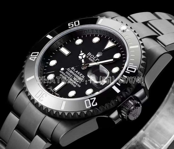 Rolex Submariner Full Black DLC Plated 316L Soild Steel Case & Bracelet Black Dial Black Ceramic Bezel A2836