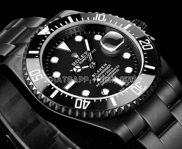 Rolex Submariner Full Black DLC Plated 316L Soild Steel Case & Bracelet Black Dial Black Ceramic Bezel A2836