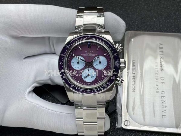 Rolex Daytona 116500 Warm Burgundy Artisans de Genève Purple Dial in Steel